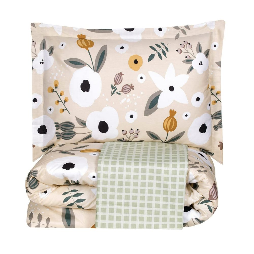 Lenjerie dublă de pat din bumbac satinat, Poppy