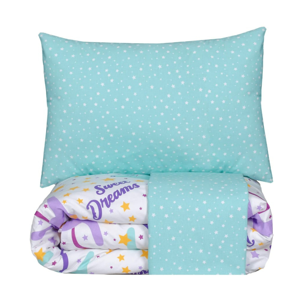 Lenjerie de pat pentru o persoană, bumbac, Cats and Stars