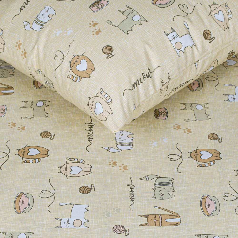 Lenjerie de pat pentru o persoană, bumbac, Cat's Joy