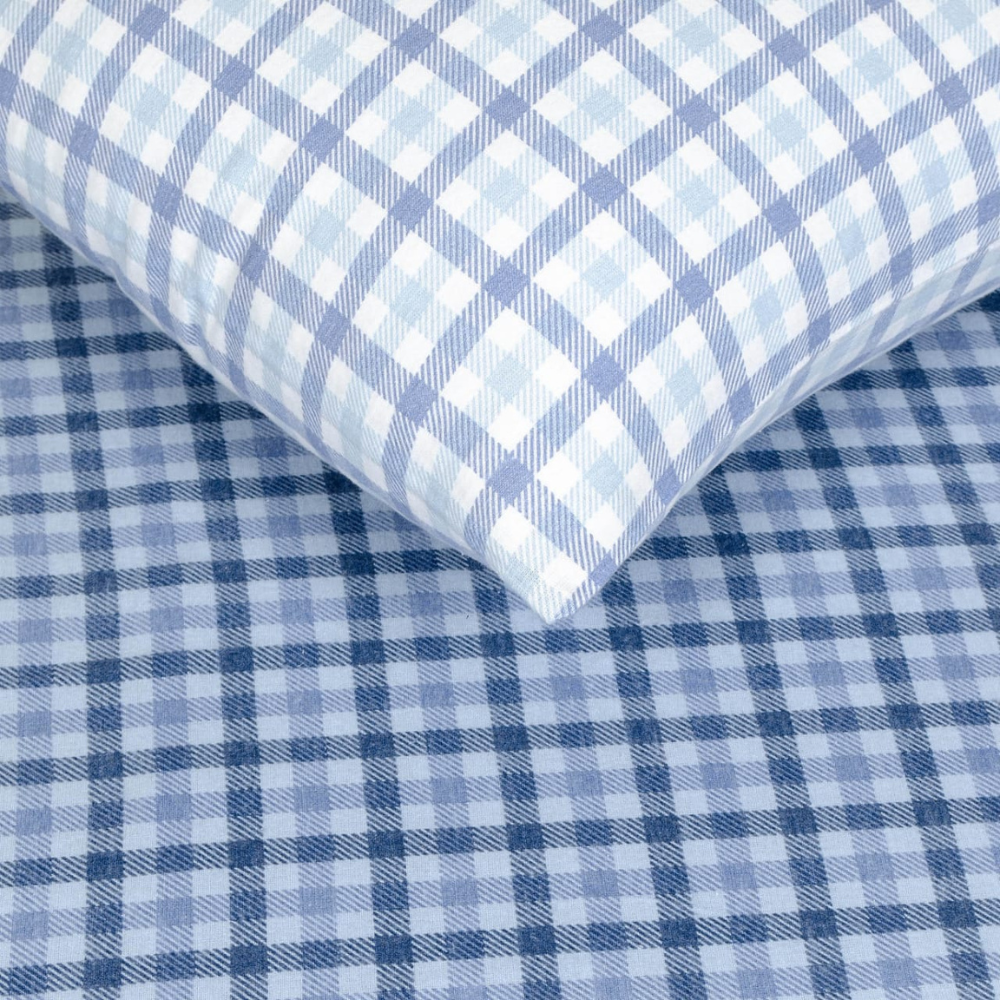 Lenjerie de pat pentru o persoană, bumbac flanelat, Checkered