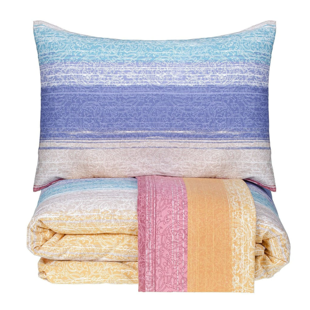 Lenjerie dublă de pat din bumbac flanelat, Azur