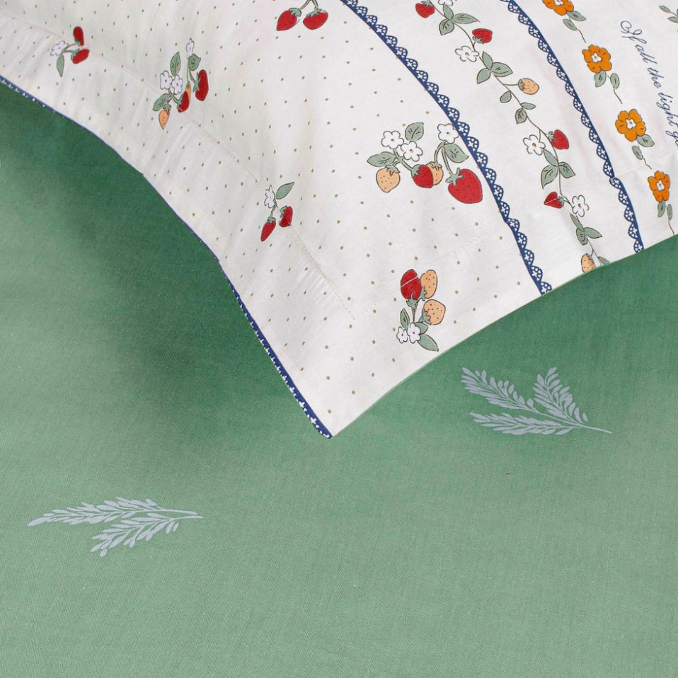 Lenjerie dublă de pat din bumbac satinat, Strawberries