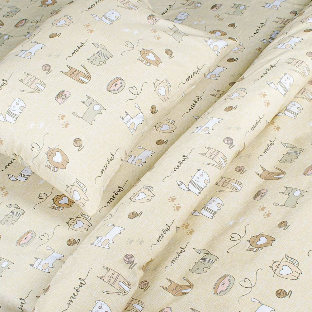 Lenjerie de pat pentru o persoană, bumbac, Cat's Joy