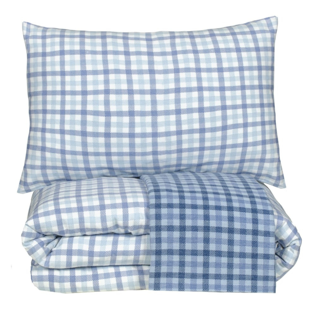 Lenjerie de pat pentru o persoană, bumbac flanelat, Checkered