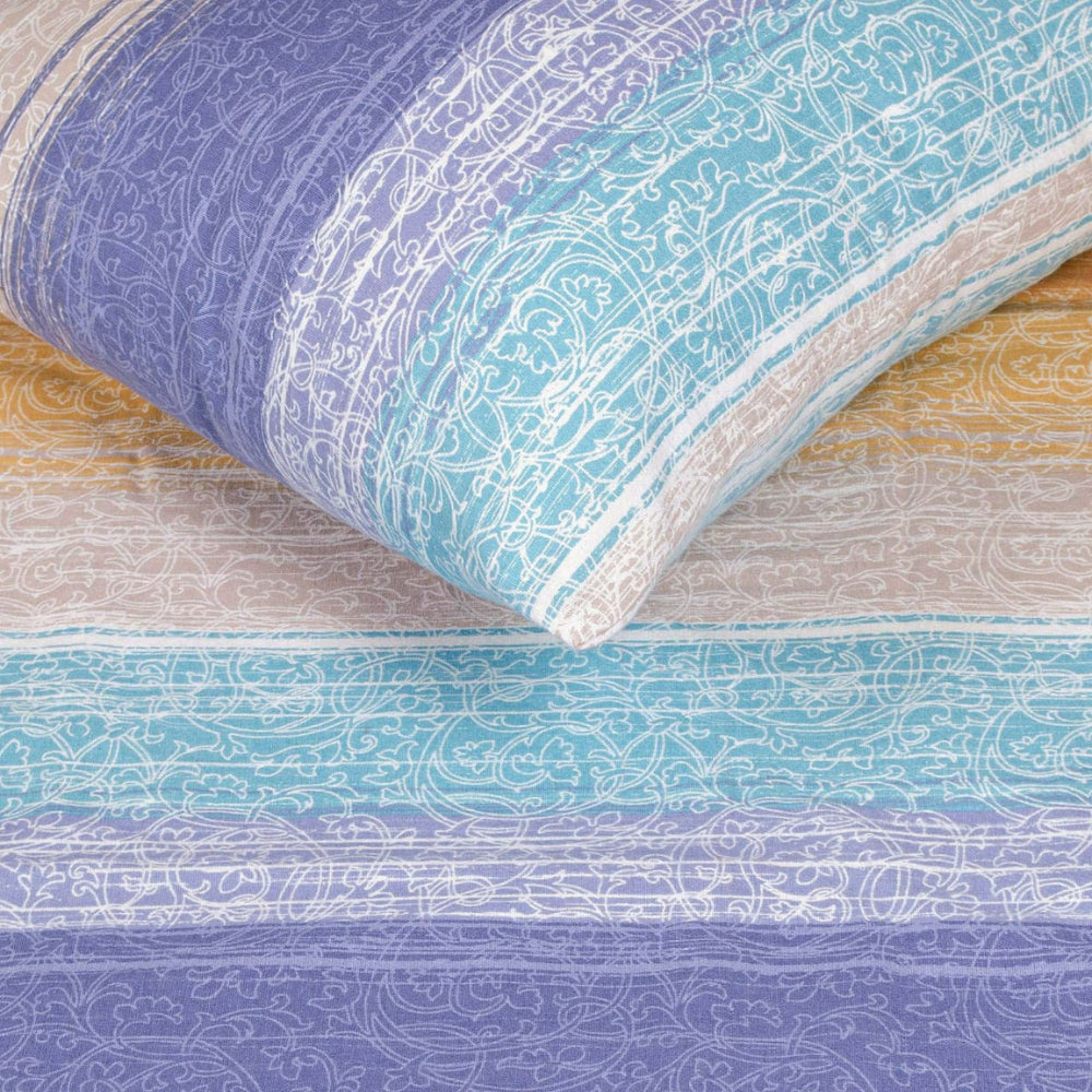 Lenjerie dublă de pat din bumbac flanelat, Azur