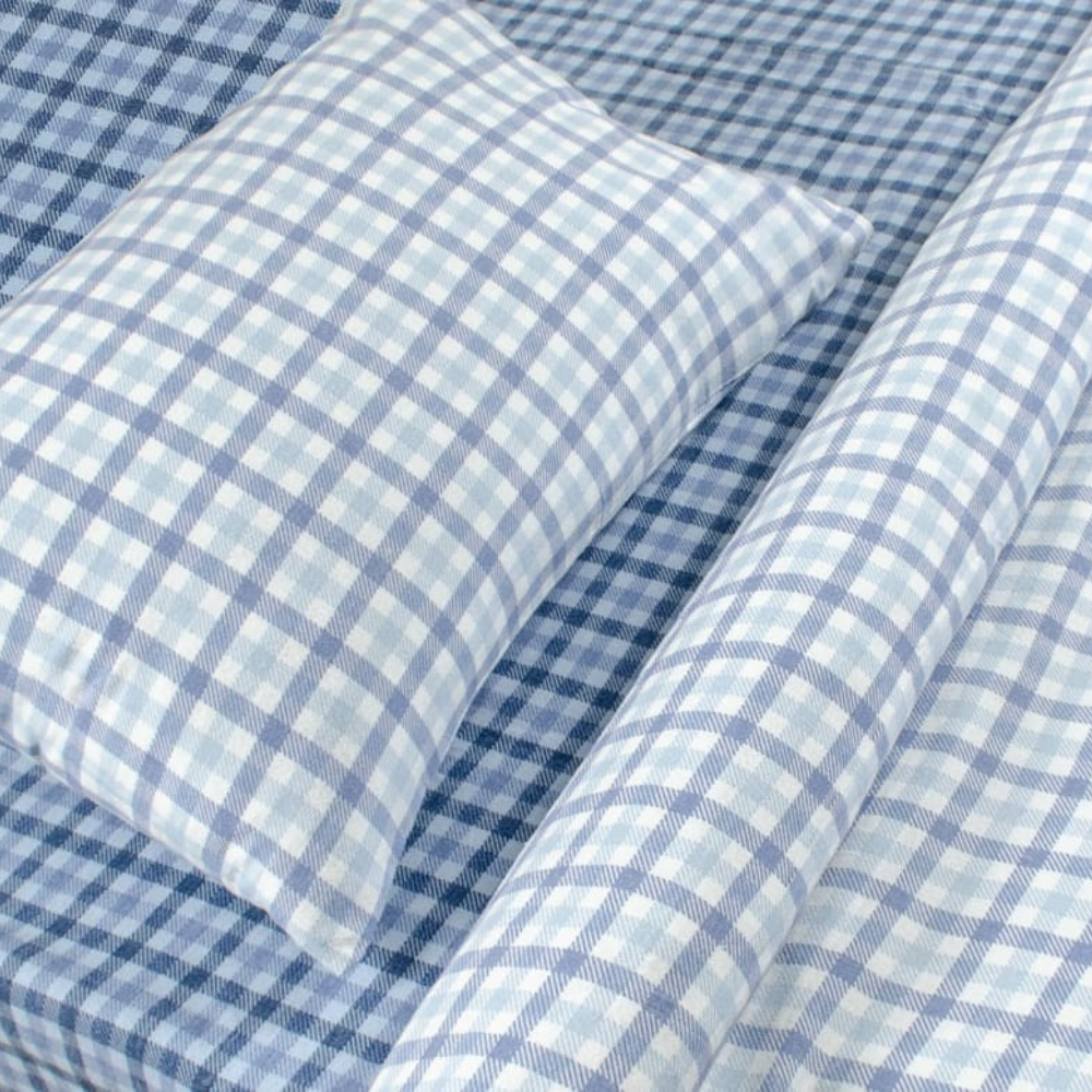 Lenjerie de pat pentru o persoană, bumbac flanelat, Checkered