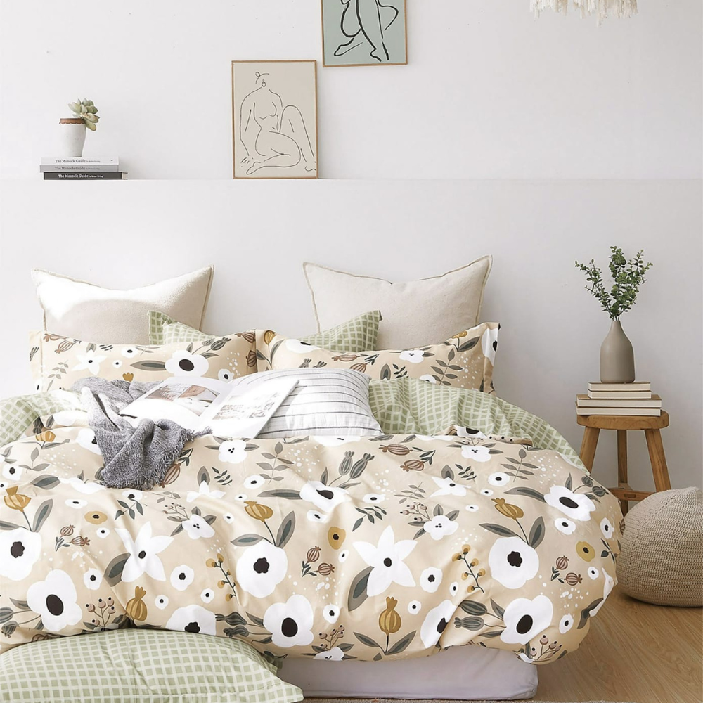 Lenjerie dublă de pat din bumbac satinat, Poppy