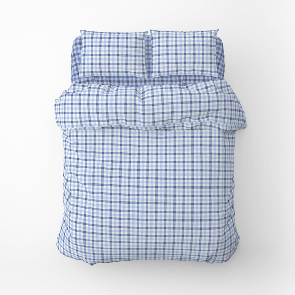 Lenjerie de pat pentru o persoană, bumbac flanelat, Checkered