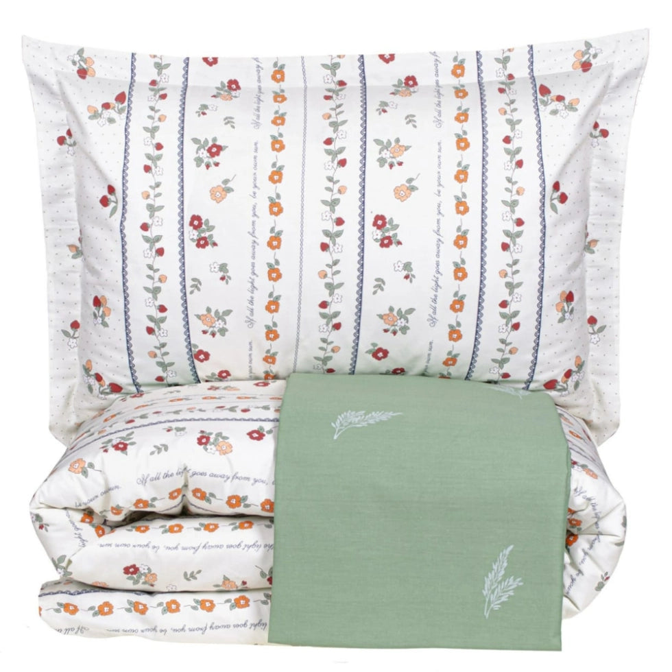 Lenjerie dublă de pat din bumbac satinat, Strawberries