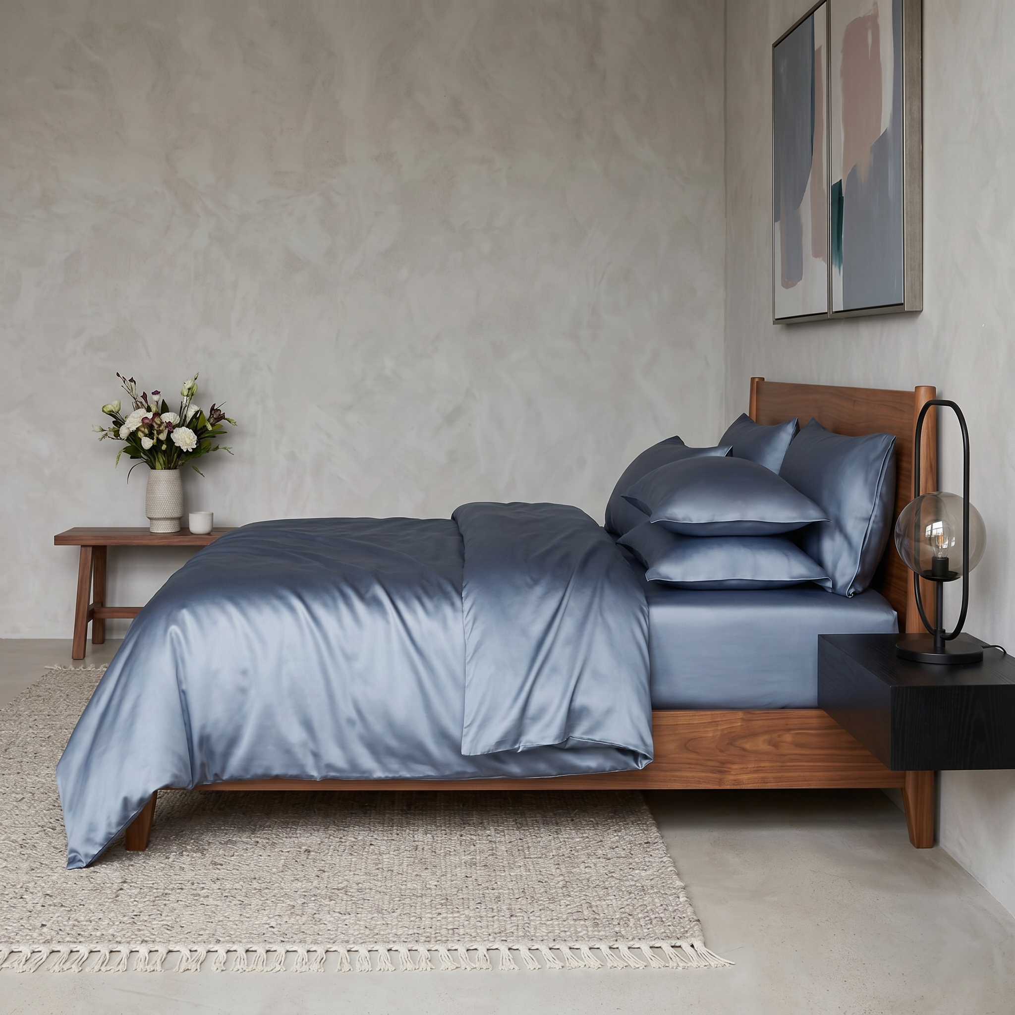 Lenjerie de pat Satin Lux Silver Blue