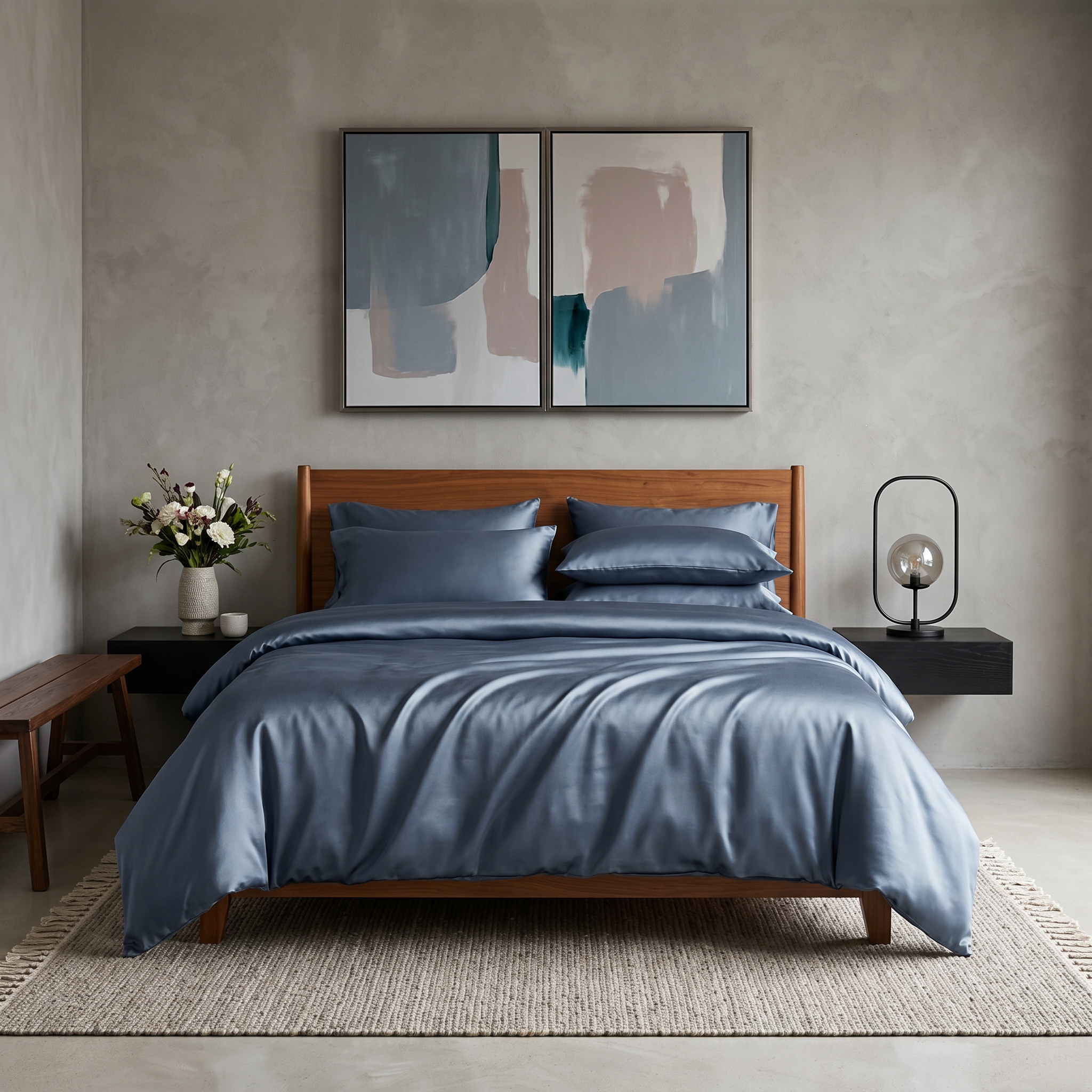 Lenjerie de pat Satin Lux Silver Blue