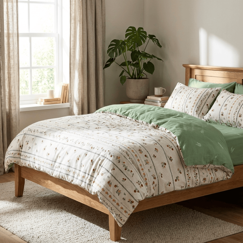 Lenjerie dublă de pat din bumbac satinat, Strawberries